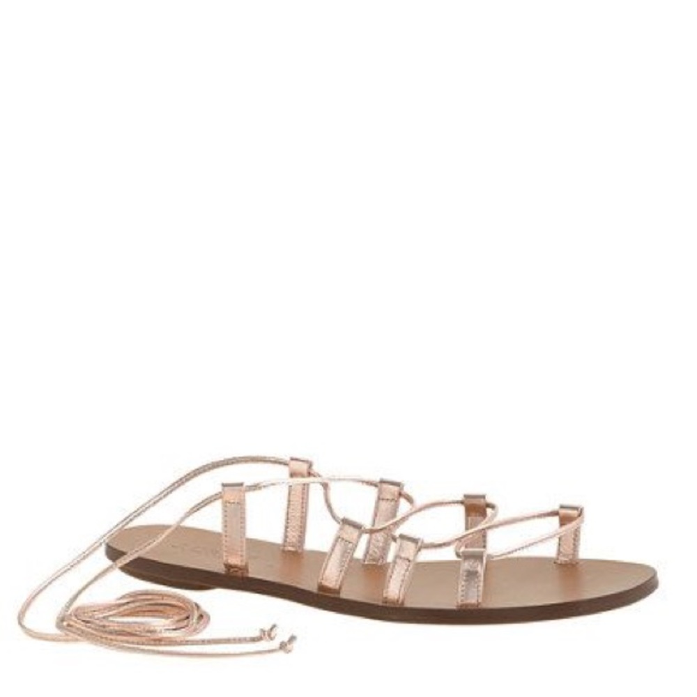 RARE J Crew Gold Blush Lace Up Sandal